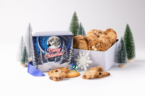 Moon Merry Christmas Cookie Tin