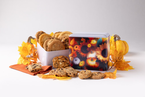 Sunflower and Pumpkins Cookie Tin