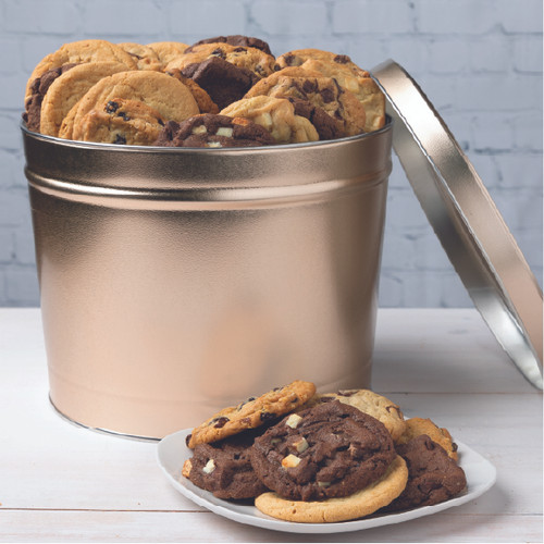 Gold Cookie Bucket - 60 gourmet cookies