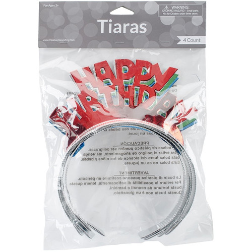Foil Tiaras 4 Per Pkg Happy Birthday Assorted Colors N274-NM01328848_b2b Foil Tiaras 4 Per Pkg Happy Birthday Assorted Colors N274-NM01328848_b2b