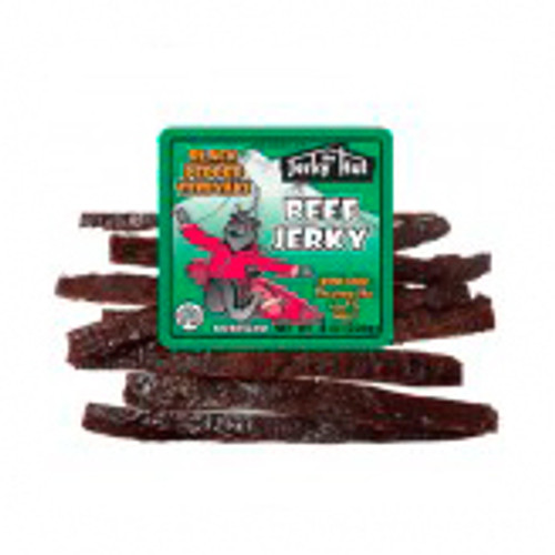 Jerky Hut Prime Cut, Thick beef jerky with cracked black pepper and our signature tropical teriyaki!