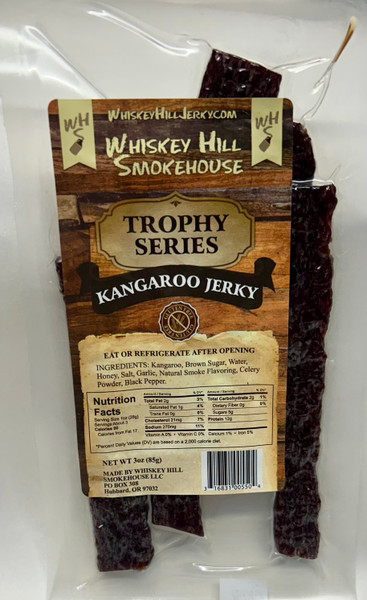 100% all Kangaroo Sliced Jerky! ORIGINAL smoked Flavor with some Brown sugar &amp; Honey. No wild taste. Really tastes great!!! Thick cut and Very Tender slices. Made with slices of premium, tender Kangaroo (NO Fillers). Vacuum packed to stay fresh in 3 oz packages. Gluten Free!