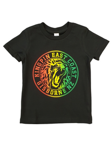 KINGPIN KIDS IRON LION TEE BLACK/RASTA KINGPIN KIDS IRON LION TEE BLACK/RASTA