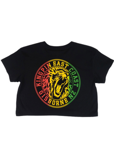KINGPIN IRON LION CROP TEE BLACK / RASTA KINGPIN IRON LION CROP TEE BLACK / RASTA