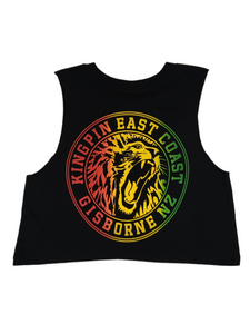KINGPIN IRON LION CROP SINGLET BLACK / RASTA KINGPIN IRON LION CROP SINGLET BLACK / RASTA