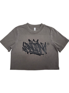 KINGPIN TAG CROP TEE FADED GREY / BLACK  KINGPIN TAG CROP TEE FADED GREY / BLACK