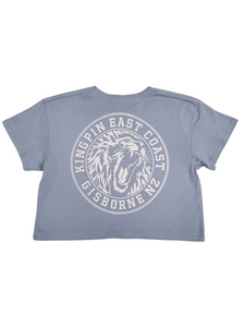 KINGPIN IRON LION CROP TEE POWDER BLUE / WHITE KINGPIN IRON LION CROP TEE POWDER BLUE / WHITE