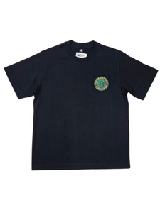 KINGPIN IRON LION WOVEN EMBROIDERED BOX FIT TEE BLACK / RASTA