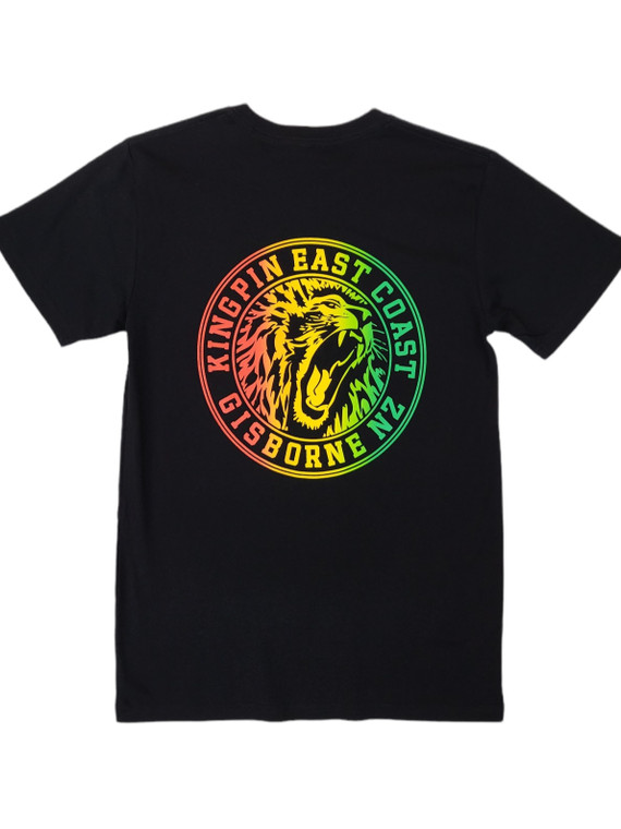 KINGPIN IRON LION TEE BLACK / RASTA KINGPIN IRON LION TEE BLACK / RASTA