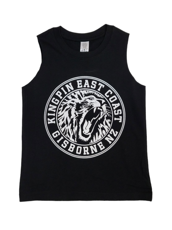 KINGPIN KIDS IRON LION SINGLET BLACK / WHITE