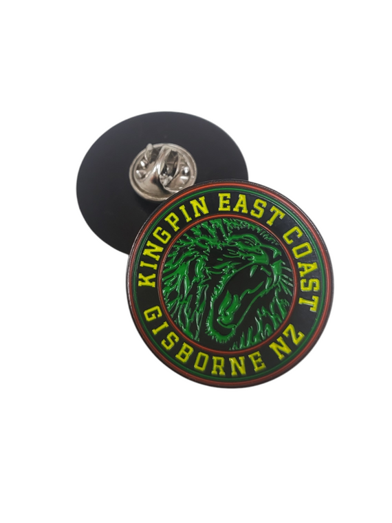 KINGPIN IRON LION ENAMEL CAP PIN RASTA / BLACK 