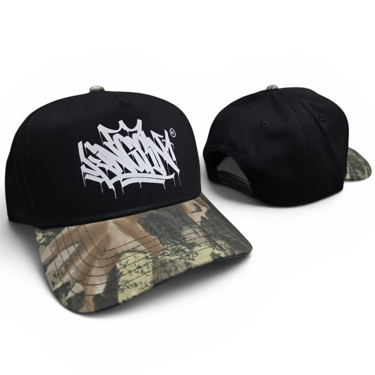 KINGPIN TAG FRAME CAP 2TONE BLACK / TREE CAMO