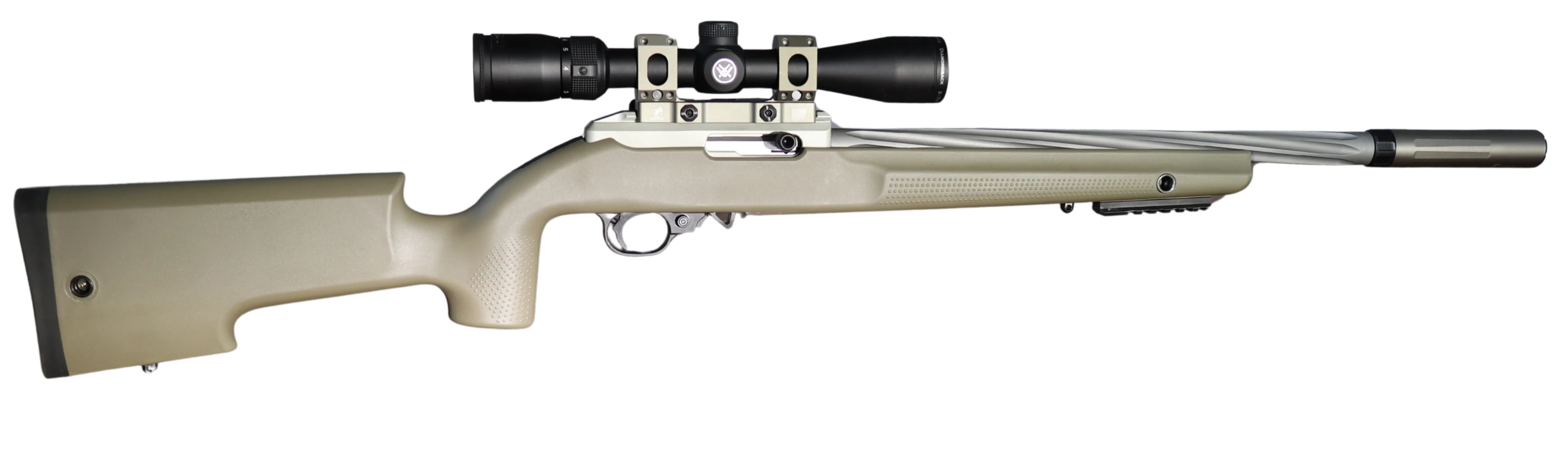 Driftwood Western FDE Varmint &mdash; isolated profile, the exact rifle available now