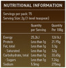 SAYBO Tonic Chai 150g - Nutritional information Panel