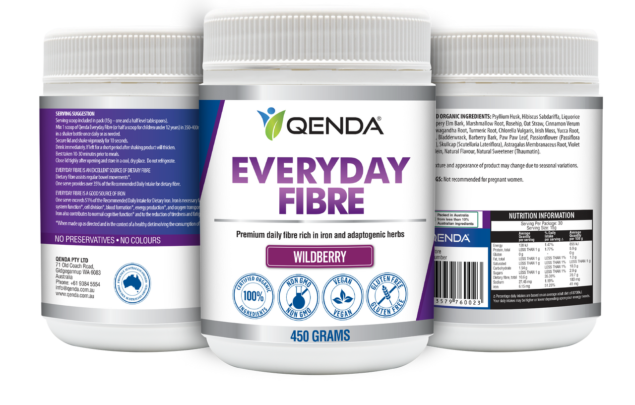 Qenda Everyday Fibre Wildberry 450g - All Label Sides