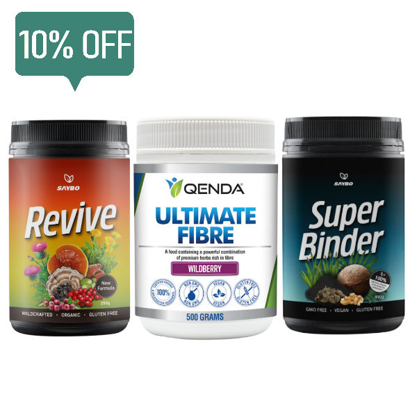 Ultimate Cleanse Pack - 10% Discount - SAYBO Revive 350g, Qenda Ultimate Fibre 500g and SAYBO Super Binder 400g
