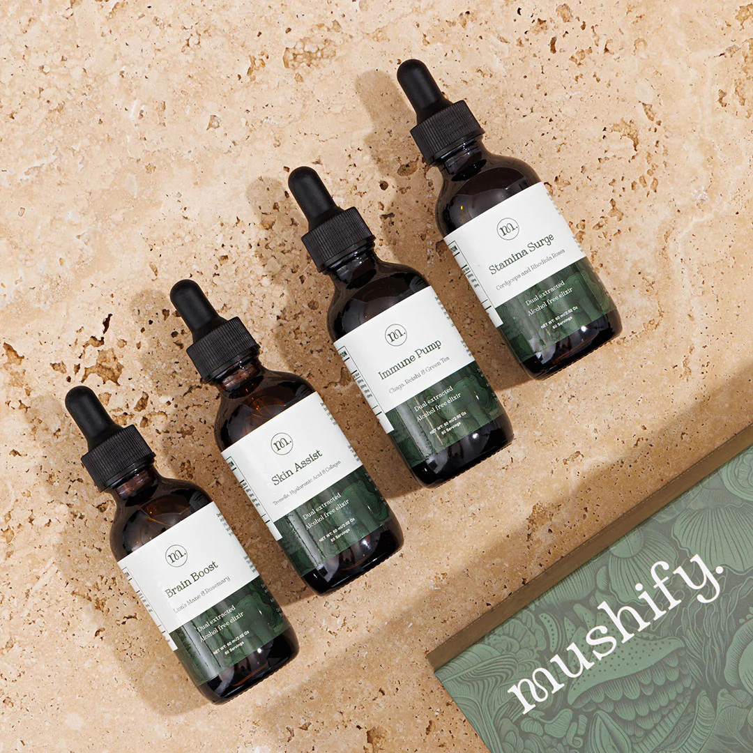 Mushify M4 Pack - Brain Boost 60ml, Immune Pump 60ml, Skin Assist 60ml, Stamina Surge 60ml