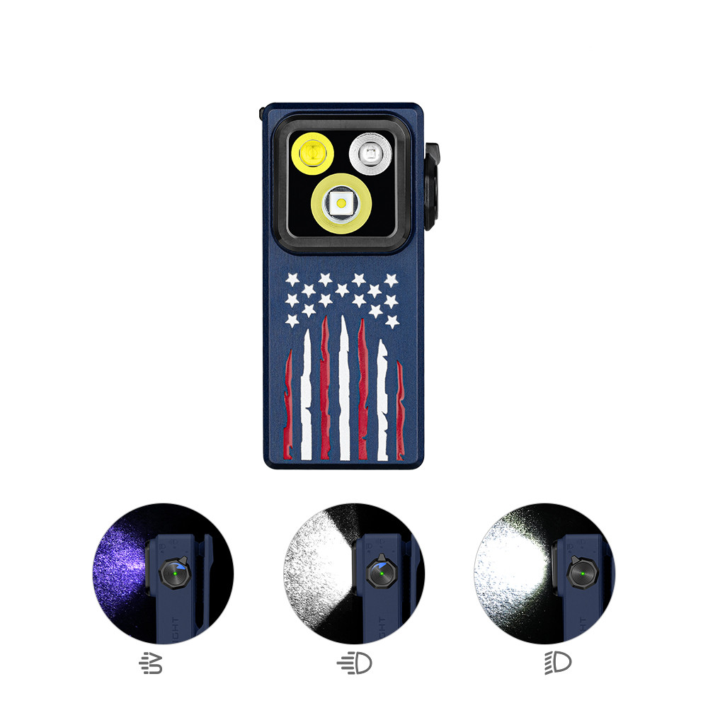 Olight Oclip Ultra Stars and Stripes – Flood, Spot & UV EDC Light