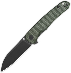 QSP OTTER | BLACK BLADE WITH GREEN CANVAS MICARTA HANDLE QSP OTTER | BLACK BLADE WITH GREEN CANVAS MICARTA HANDLE