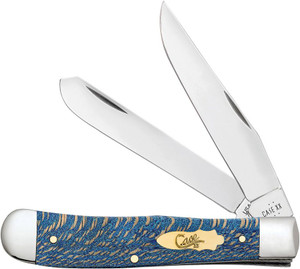 Case Trapper knife with smooth Blue Sycamore wood handle and dual polished blades Case Trapper knife with smooth Blue Sycamore wood handle and dual polished blades
