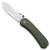 Knafs Lander in 14C28N with Green Micarta handle open, front view.