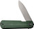 CIVIVI Sendy folding knife partially open, showing green micarta handle and gray stonewashed drop point blade with jimping visible CIVIVI Sendy folding knife partially open, showing green micarta handle and gray stonewashed drop point blade with jimping visible