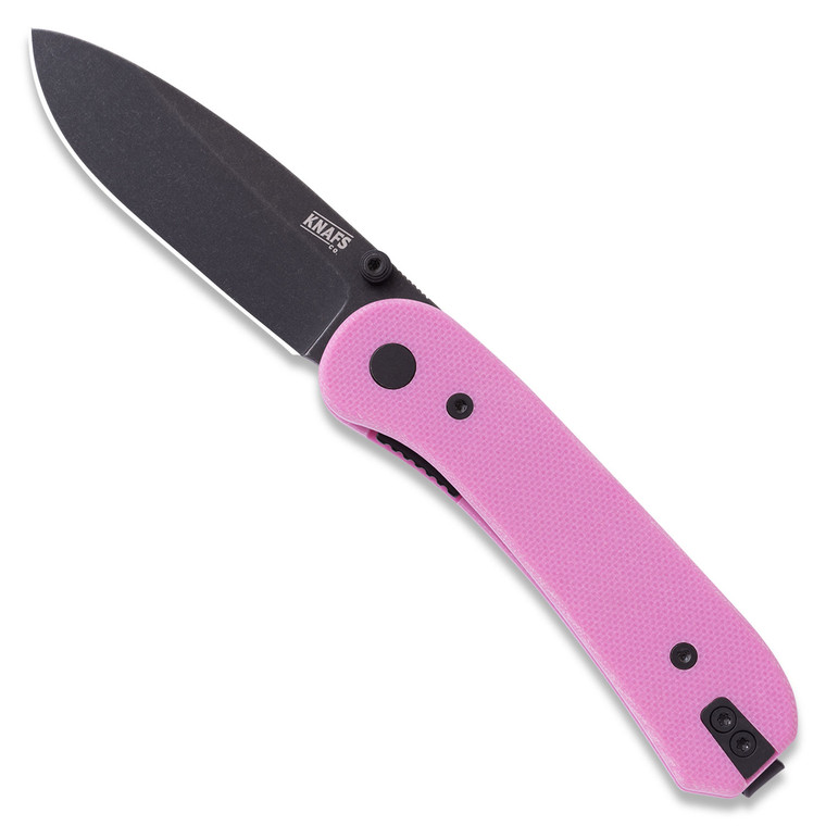 KNAFS LANDER 1 PREBUILD | BLACK D2 BLADE AND PINK G10 HANDLE WITH FAST-SWAP SCALES
