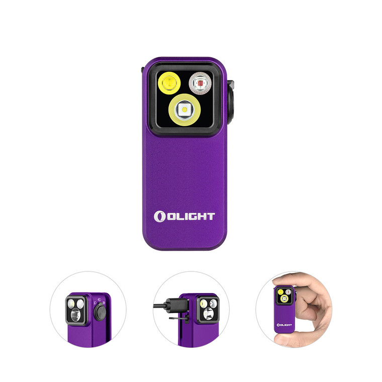 OLIGHT OCLIP PRO PURPLE | TRIPLE-BEAM CLIP LIGHT WITH FLOOD, SPOT & RED