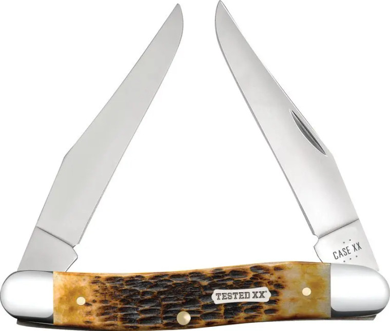 Case Muskrat | Burnt Amber Bone | DUAL CLIP BLADES | TRU-SHARP STAINLESS