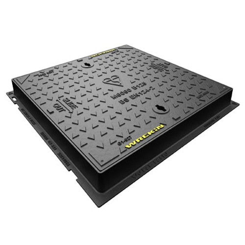 600mm x 600mm x 75mm Ductile Iron B125 WREKiN Single Seal Solid Top Access Cover.