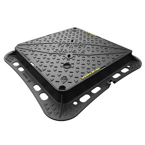 675mm x 675mm Ductile Iron D400 WREKiN Highway Access Cover - 100mm Frame Depth.