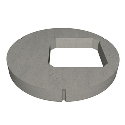 A 1200mm concrete manhole ring cover slab with 675mm square opening in an eccentric position.