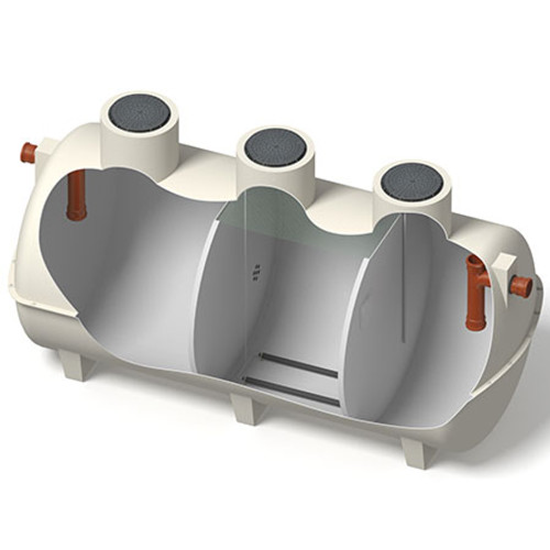 Cross section of 50 Person Marsh Ensign Sewage Treatment Plant.