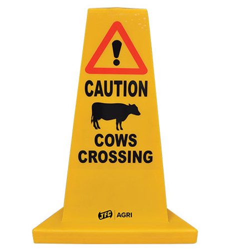 Cows Crossing Yellow Hazard Cone