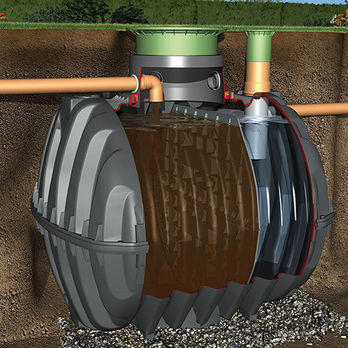 Cross section diagram of Graf Carat underground tank.