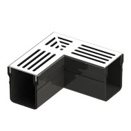 Hauraton E-TEC SHALLOW THRESHOLD Grey Aluminium Channel Drain Corner A15