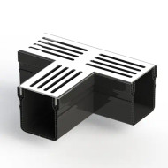 Hauraton E-TEC SHALLOW THRESHOLD Grey Aluminium Channel Drain T-Junction A15
