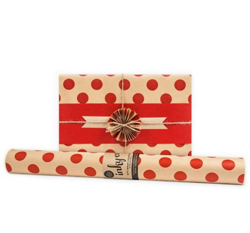 Great for all year round, Large Red Dot Kraft is perfect for any occasion. Printed with red ink on unbleached brown kraft wrapping paper.