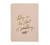 light pink notepad with gold foil cover typography.