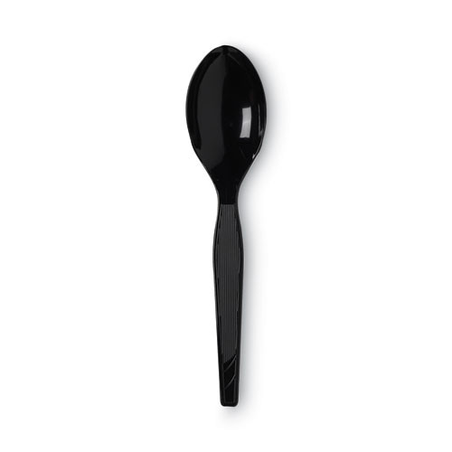 Plastic Cutlery, Heavy Mediumweight Teaspoons, Black, 1,000/carton - DXETM517