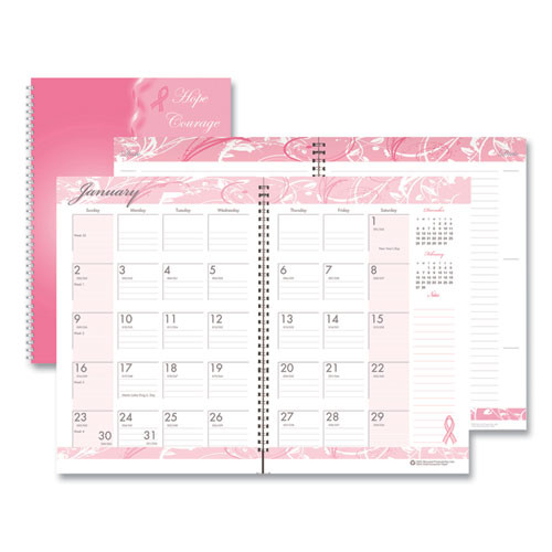 Breast Cancer Awareness Recycled Ruled Monthly Planner/journal, 10 X 7, Pink Cover, 12-month (jan To Dec): 2024