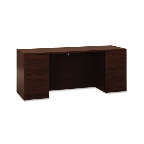 10500 Series Kneespace Credenza With Full-height Pedestals, 72w X 24d X 29.5h, Mahogany