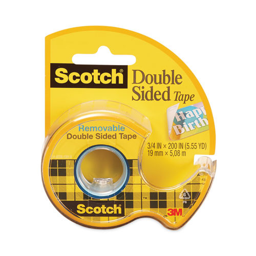 Double-sided Removable Tape In Handheld Dispenser, 1" Core, 0.75" X 33.33 Ft, Clear