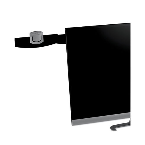 Swing Arm Copyholder, Adhesive Monitor Mount, 30 Sheet Capacity, Plastic, Black/silver Clip