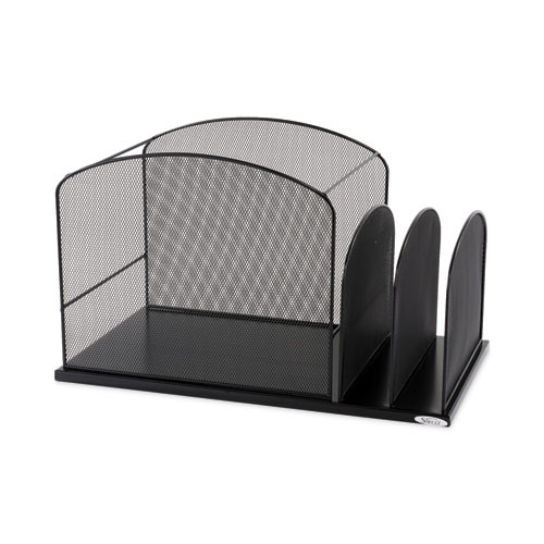 Onyx Mesh Desktop Hanging File With Two Upright Sections, 3 Sections, Letter Size, 11.5" Long, Black