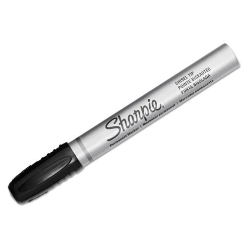 Durable Metal Barrel Permanent Marker, Broad Chisel Tip, Black