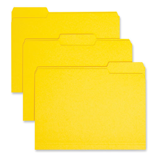 Interior File Folders, 1/3-cut Tabs: Assorted, Letter Size, 0.75" Expansion, Yellow, 100/box