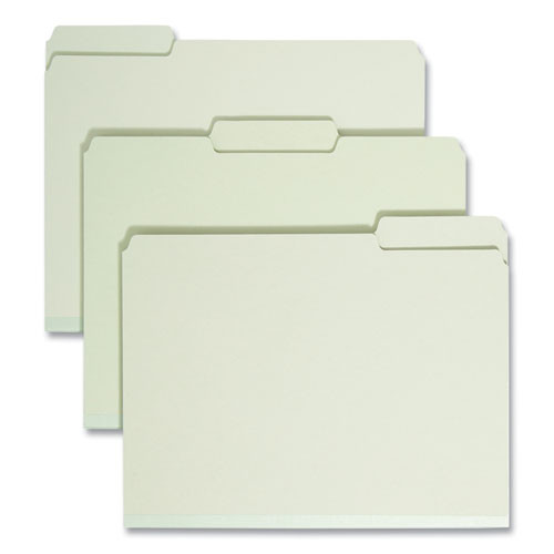 Expanding Recycled Heavy Pressboard Folders, 1/3-cut Tabs: Assorted, Letter Size, 2" Expansion, Gray-green, 25/box