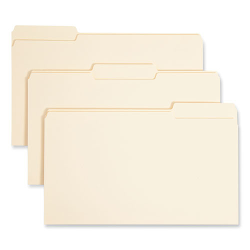 Interior File Folders, 1/3-cut Tabs: Assorted, Legal Size, 0.75" Expansion, Manila, 100/box