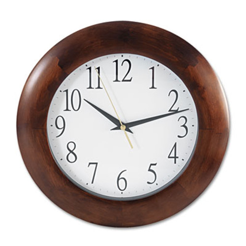 Round Wood Wall Clock, 12.75" Overall Diameter, Cherry Case, 1 Aa (sold Separately)